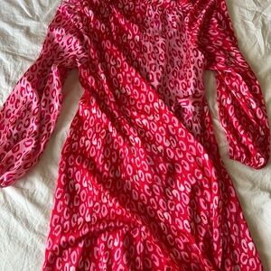 Pink And Red Leopard Print Wrap Dress (US 8/Medium)